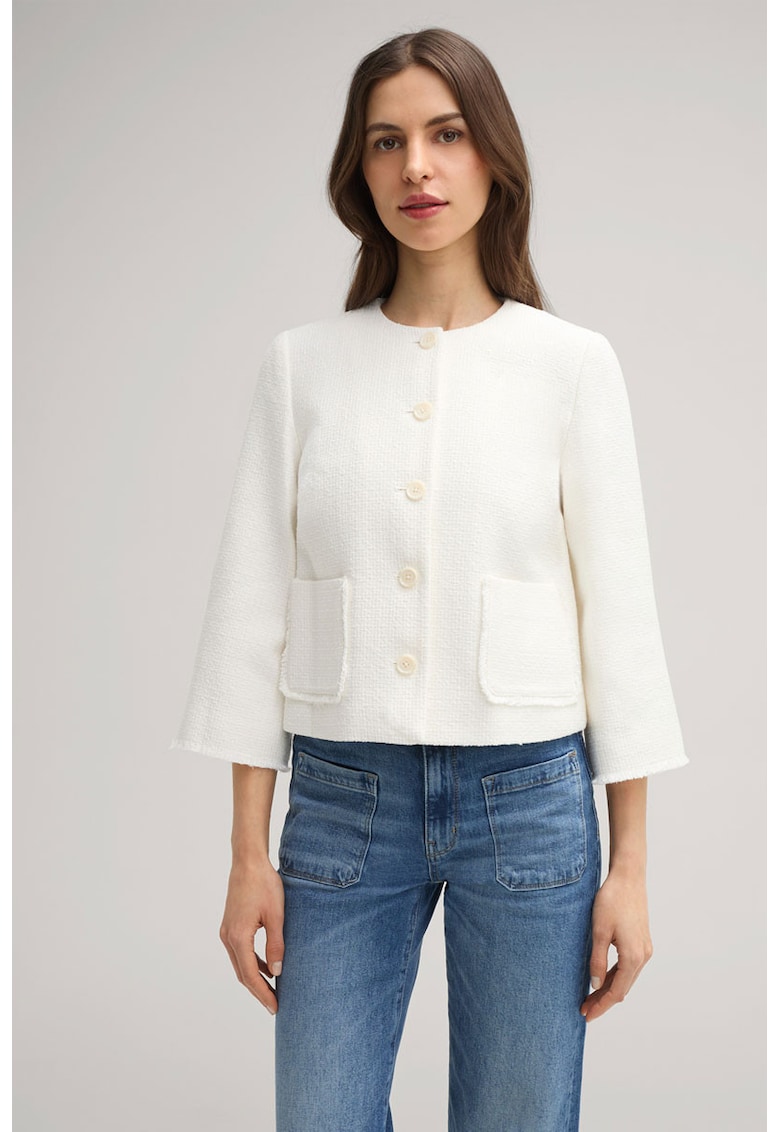 Sacou crop cu buzunare frontale