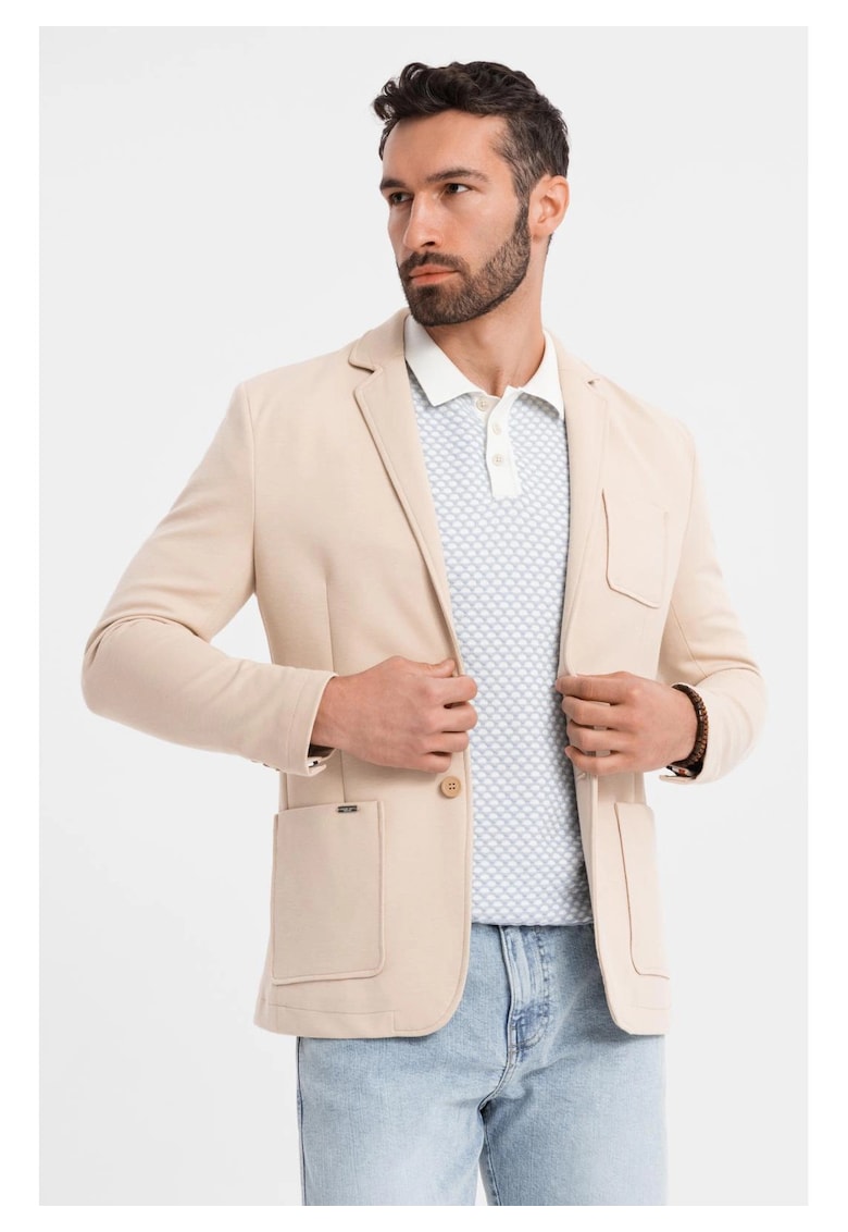 Sacou SLIM din tesatura tricotata cu textura subtila  OM-BLZB-0101 - Bej