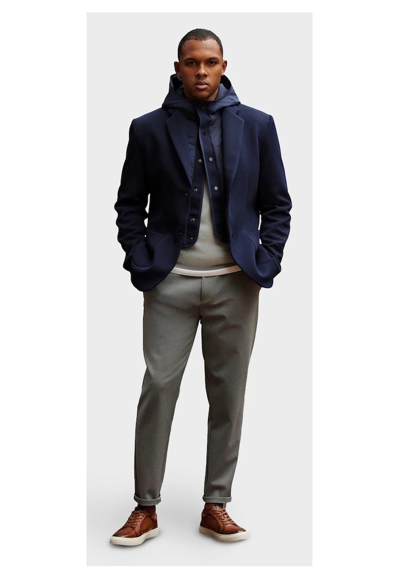 Sacou cu guler inalt si gluga OM-BLZB-0133