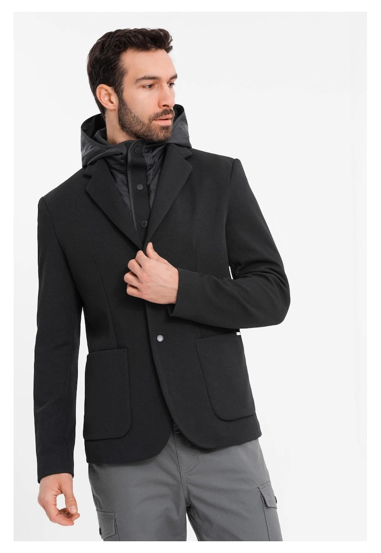 Sacou cu guler inalt si gluga OM-BLZB-0133