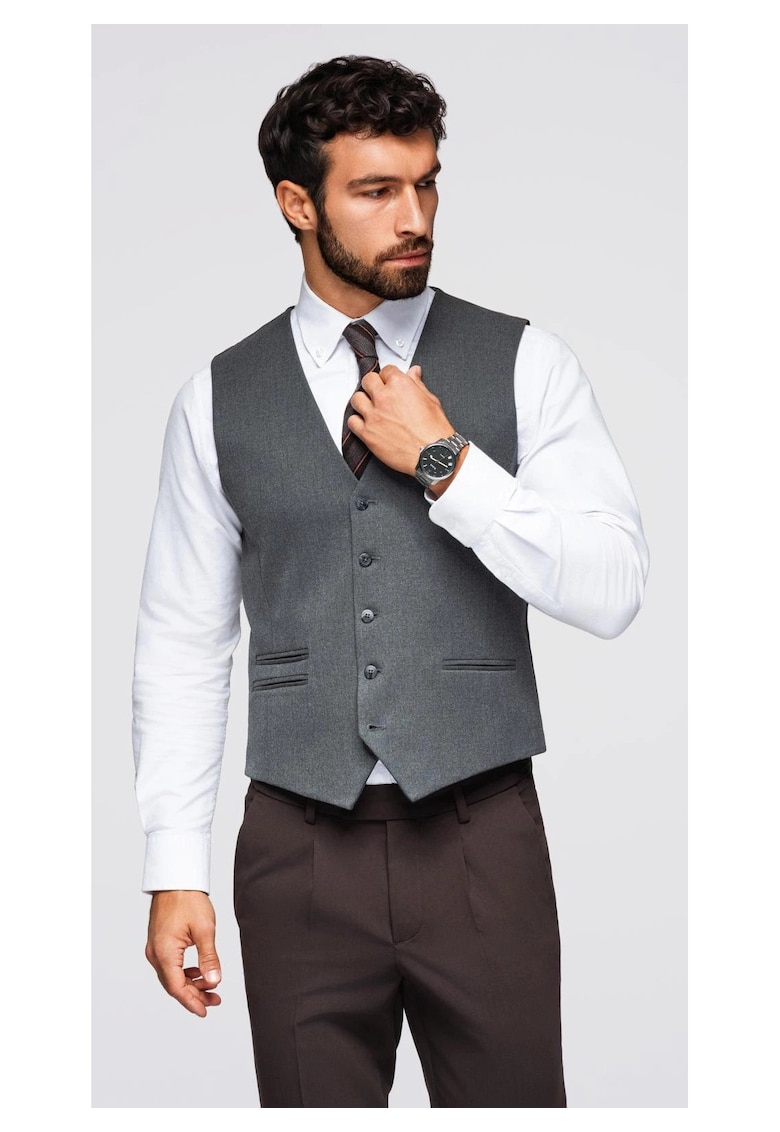 Vesta de costum cu detalii clasice si captuseala  OM-BLZV-0142