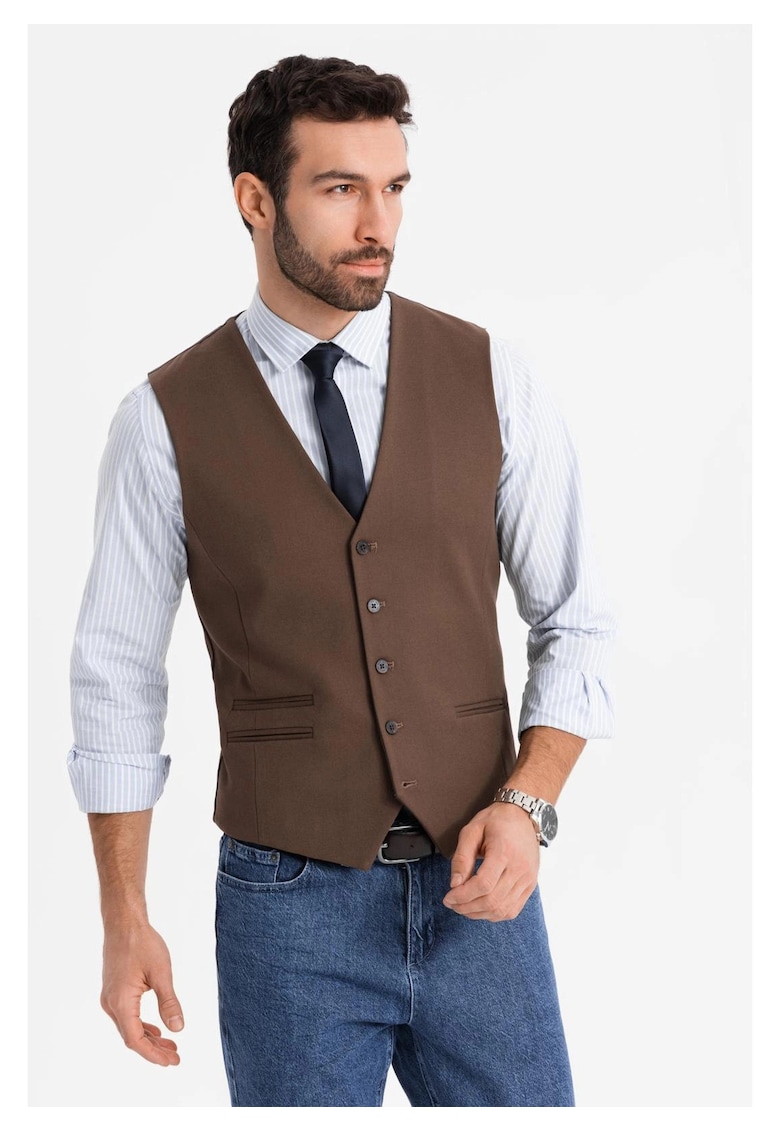 Vesta de costum cu detalii clasice si captuseala  OM-BLZV-0142