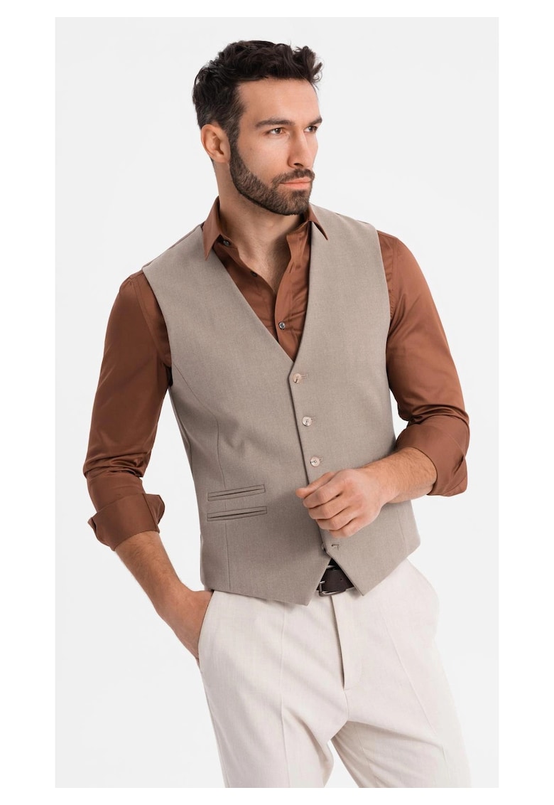 Vesta de costum cu detalii clasice si captuseala  OM-BLZV-0142