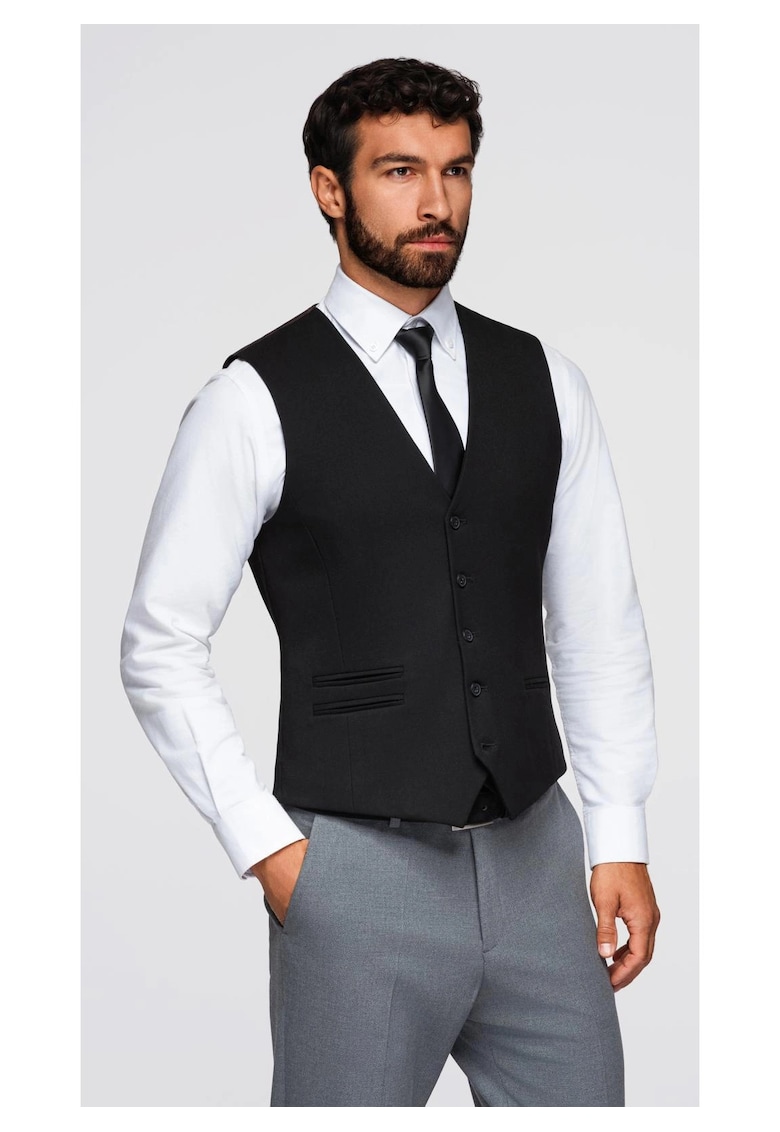 Vesta de costum cu detalii clasice si captuseala  OM-BLZV-0142