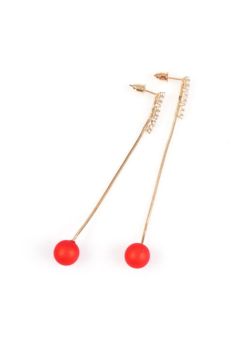 Cercei lungi cu lant auriu si bile rosii -  Paris