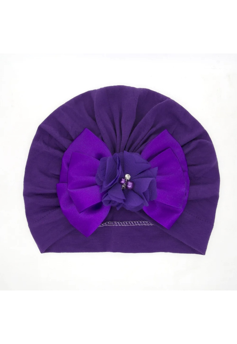 Caciula tip turban Model AL 29869 cu fundita din satin - Fete - 6-9 luni - Mov