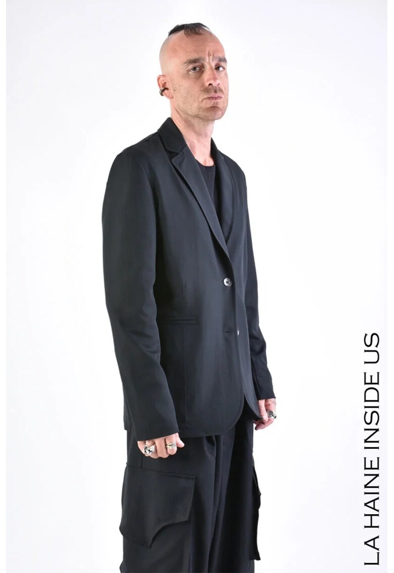 Sacou regular fit cu inchidere la un rand de nasturi - Negru