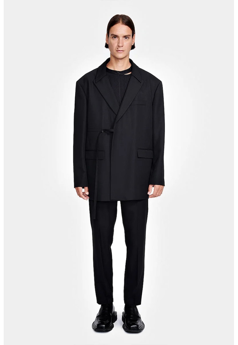 Sacou supradimensionat cu cordon în talie