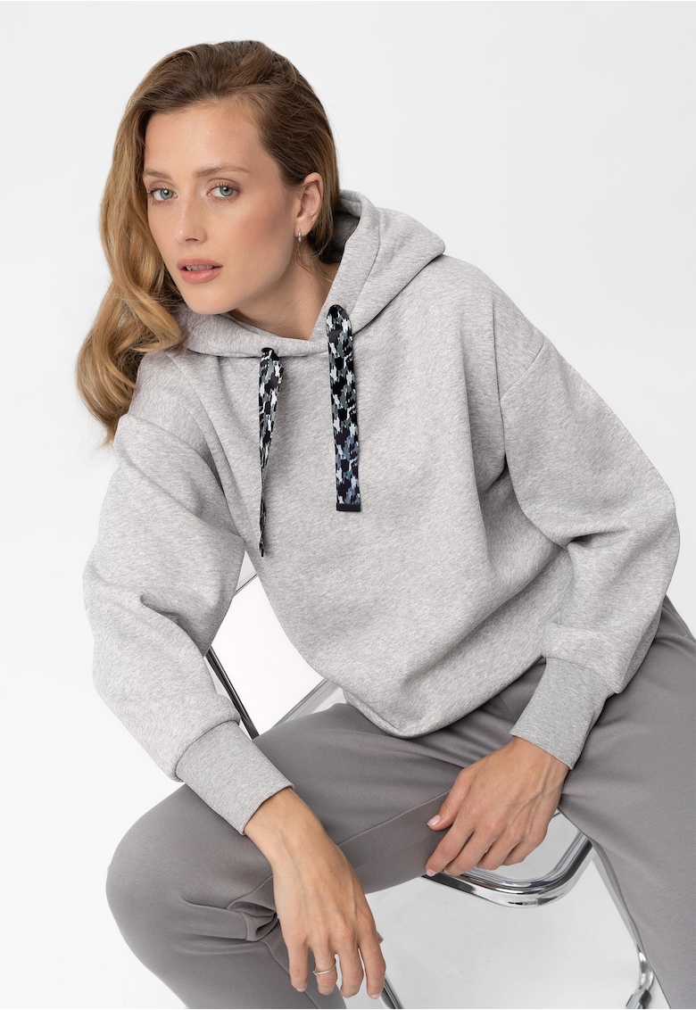 Hanorac dama cu gluga - B-Rosi - Gri melange