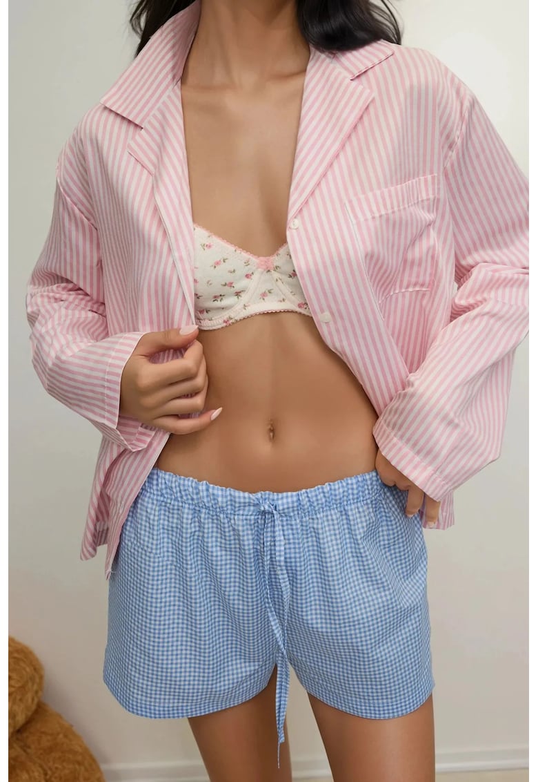 Pantaloni scurti - Relaxed Fit - dungi - albastru - Albastru