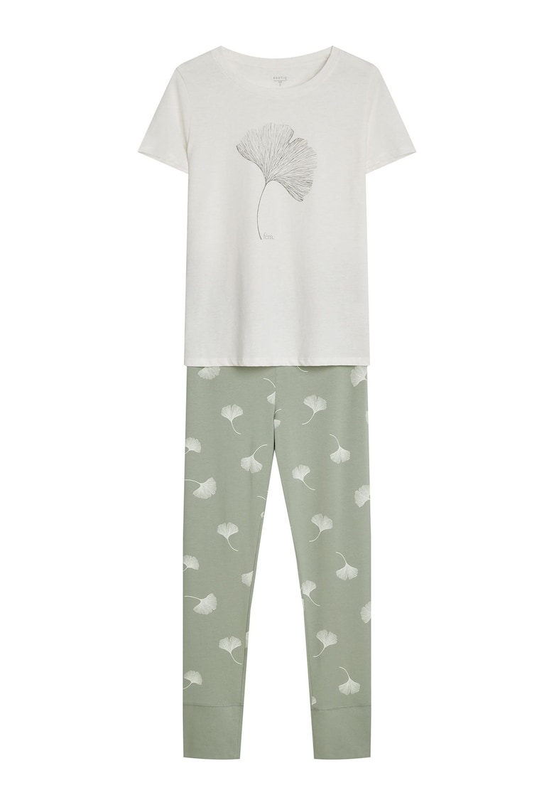 Pijama dama alb-verde Cervia - Floral
