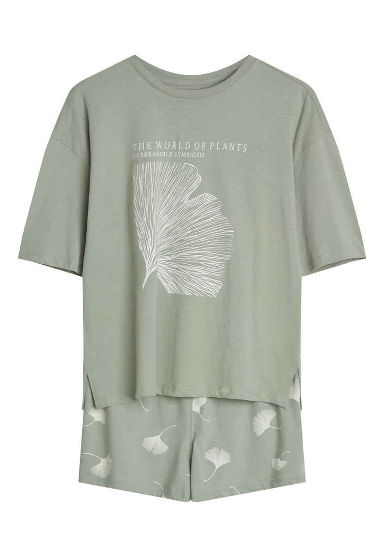 Pijama dama verde-alb - Floral
