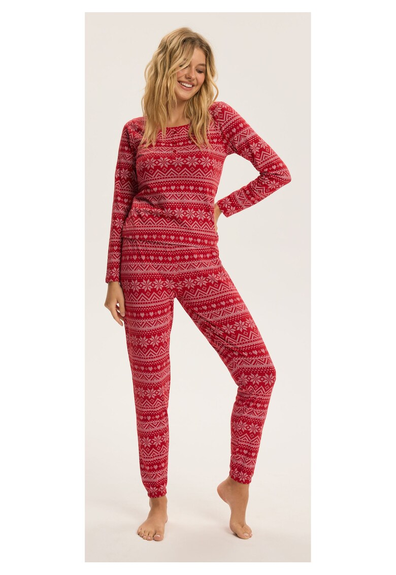 Pijama dama Rosu-Alb Hygge - Craciun