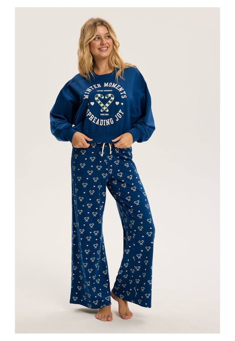 Pijama dama Albastru Berry - Craciun