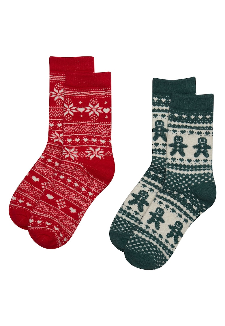 Sosete dama - de Craciun verde-rosu Tinsel