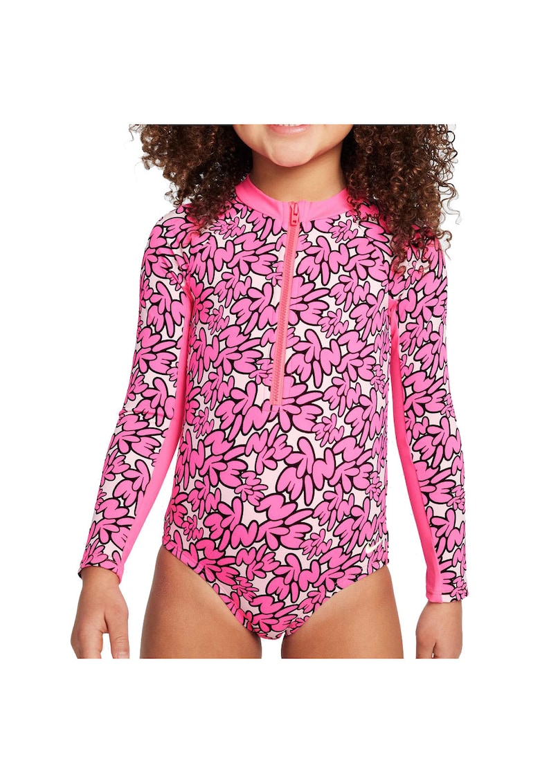 Costum de baie fete Long Sleeve One Piece - Roz