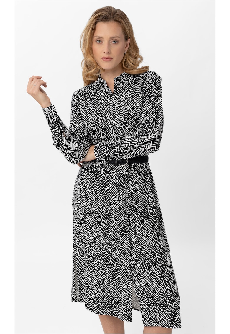 Rochie din viscoza cu model geometric - G-Licori - maneci lungi