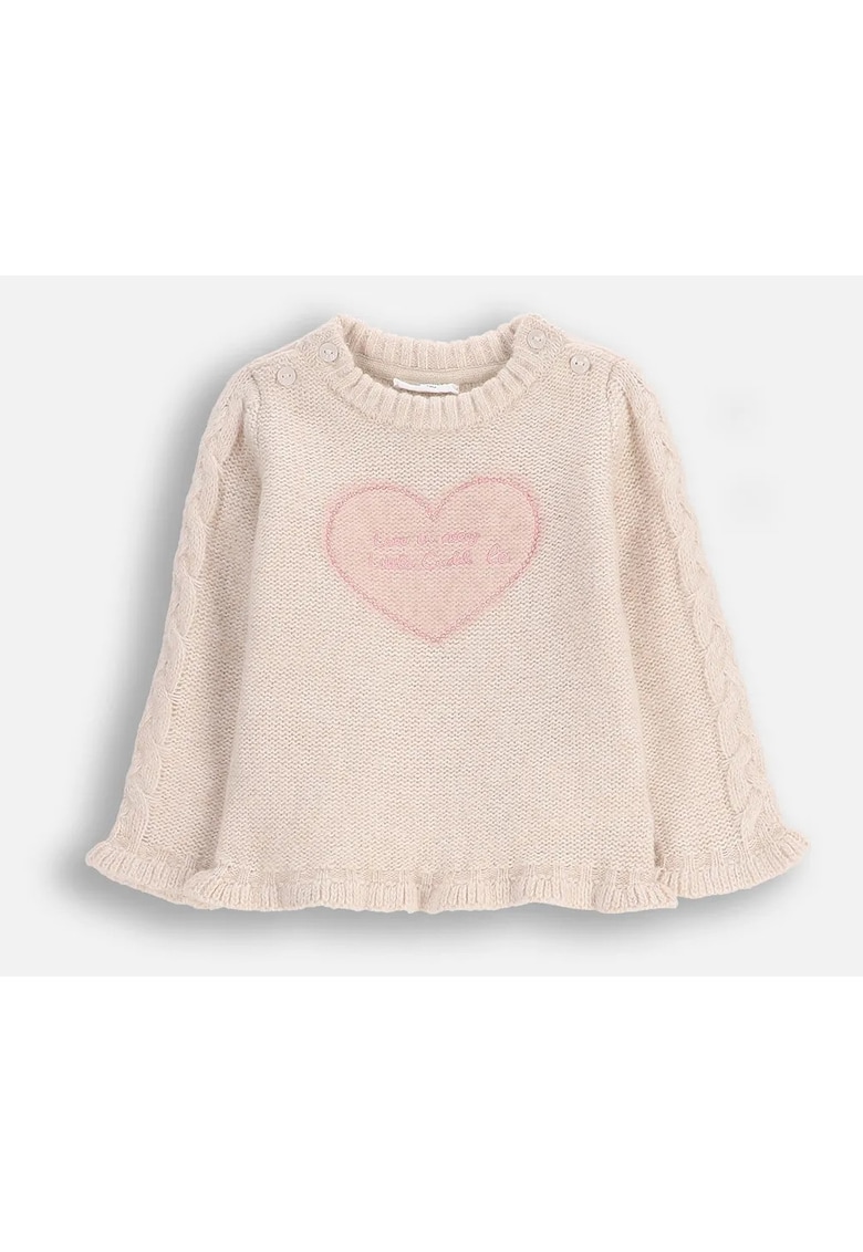 Pulover din amestec de lana cu torsade si broderie