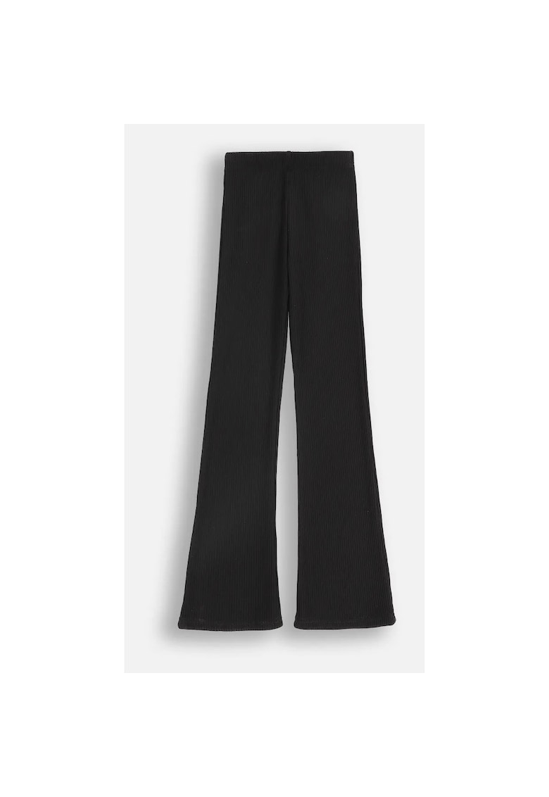 Pantaloni evazati striati - Negru