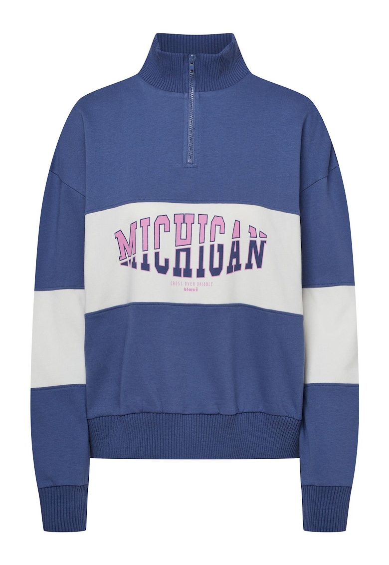 Bluza dama half-zip Albastru-alb Giggle