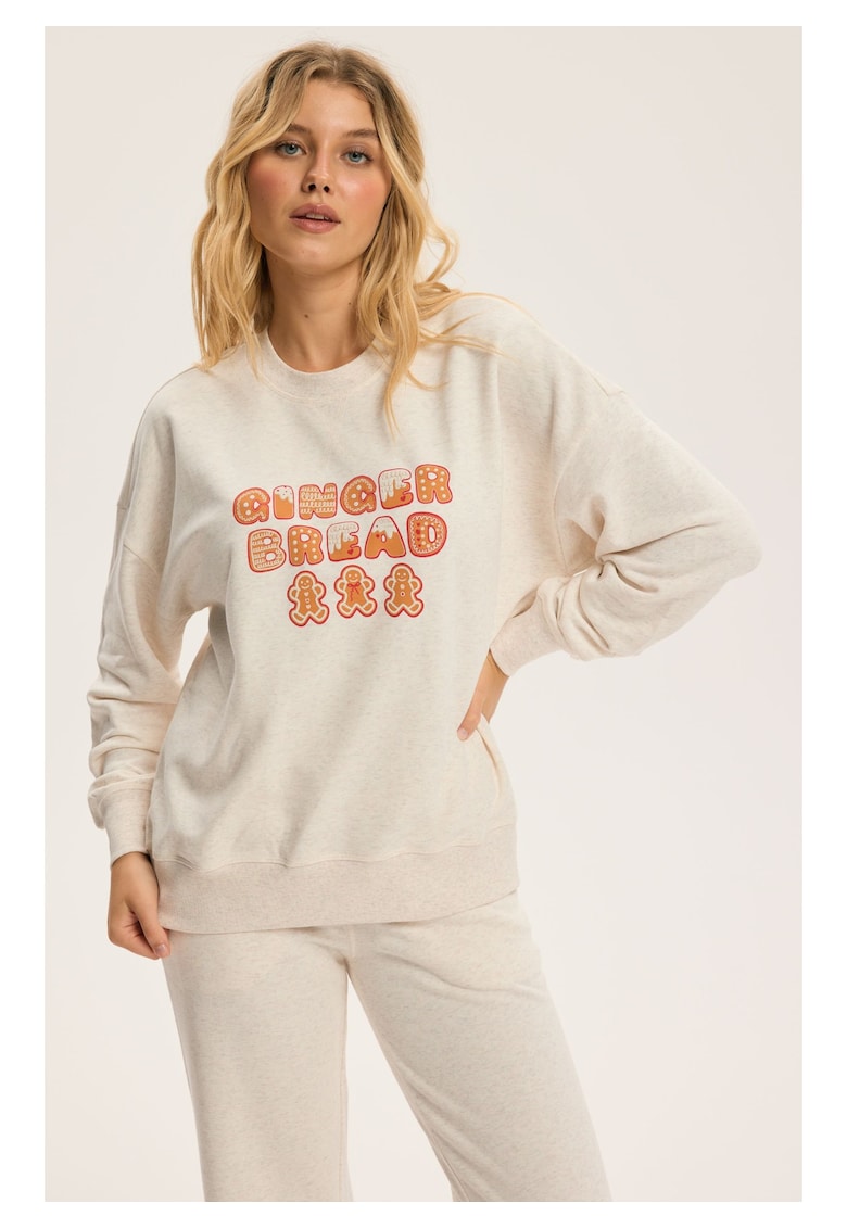 Bluza dama de Craciun Bej deschis Cinnamon