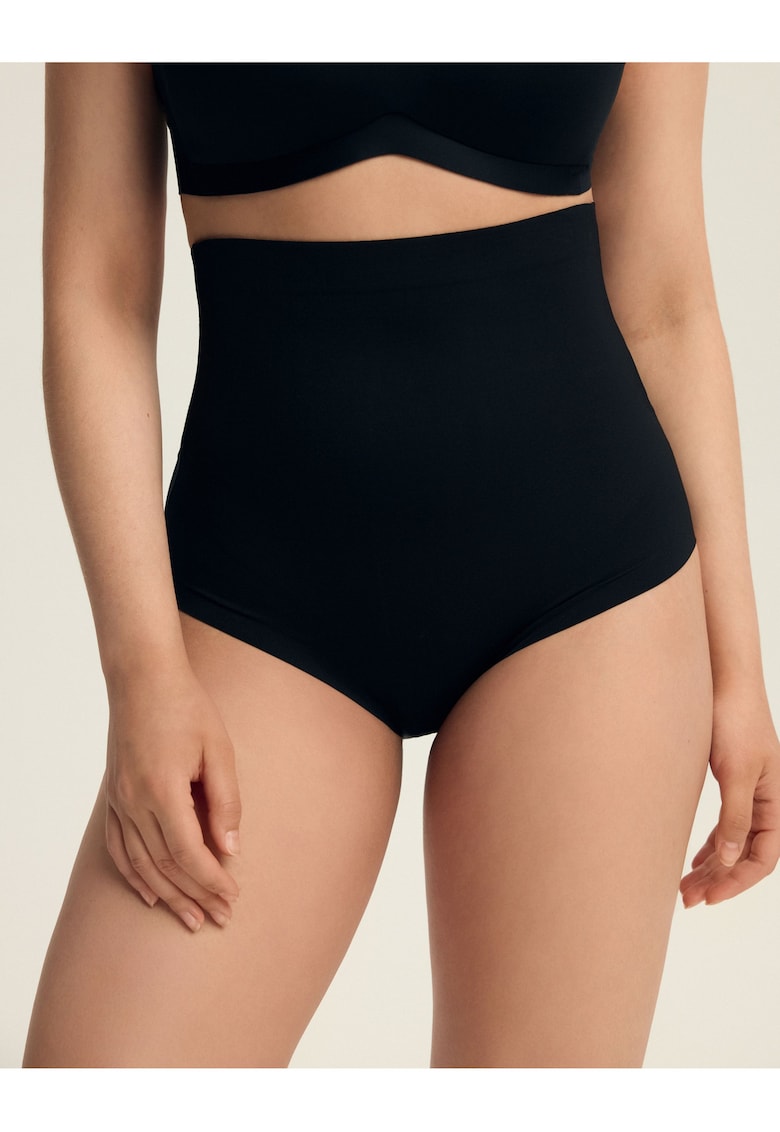 Chiloti modelator cu talie inalta - Negru Smooth