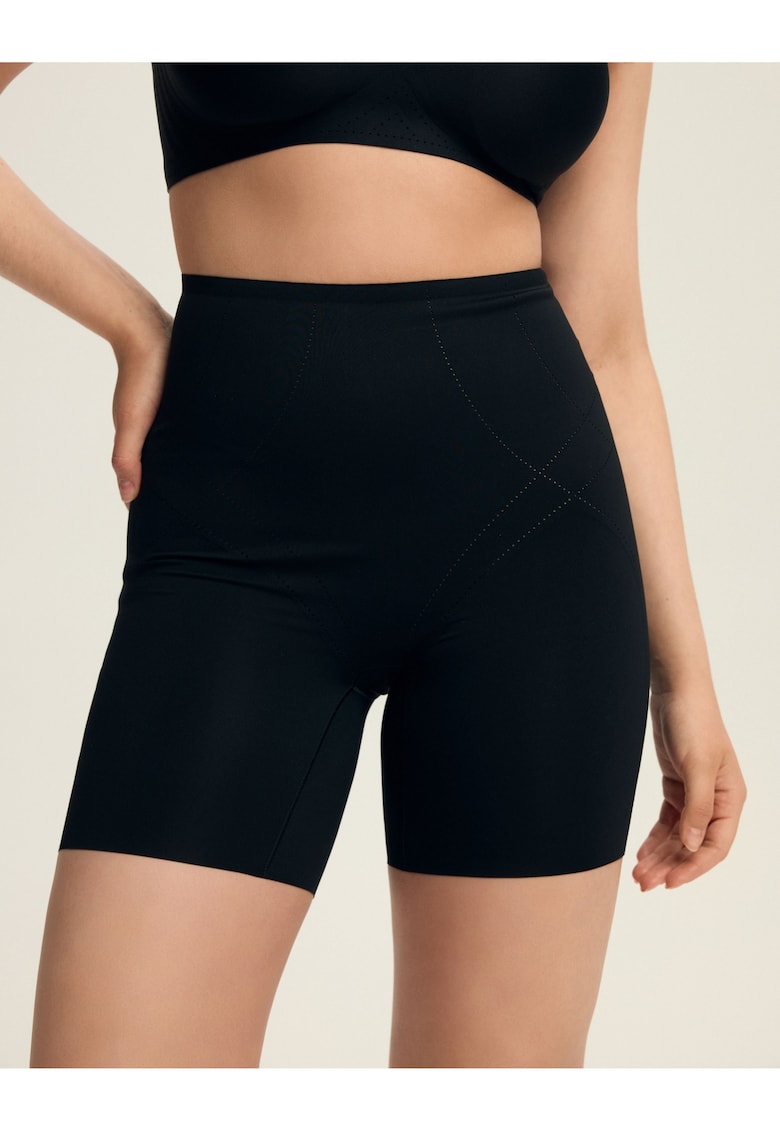 Chiloti modelatori - sorturi cu talie inalta - Negru - Sleeky