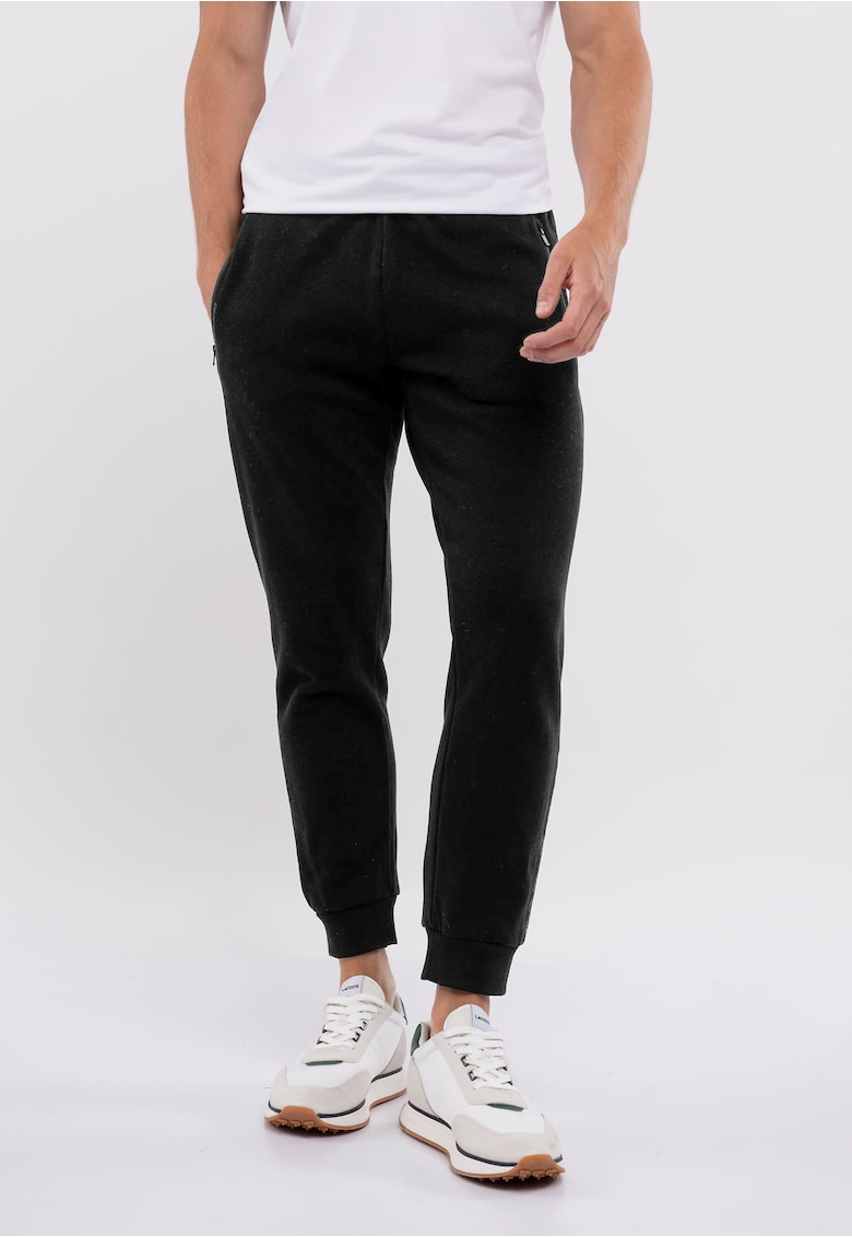 Pantaloni jogger din amestec de bumbac cu buzunare si fermoar - N-Nicer - Negru