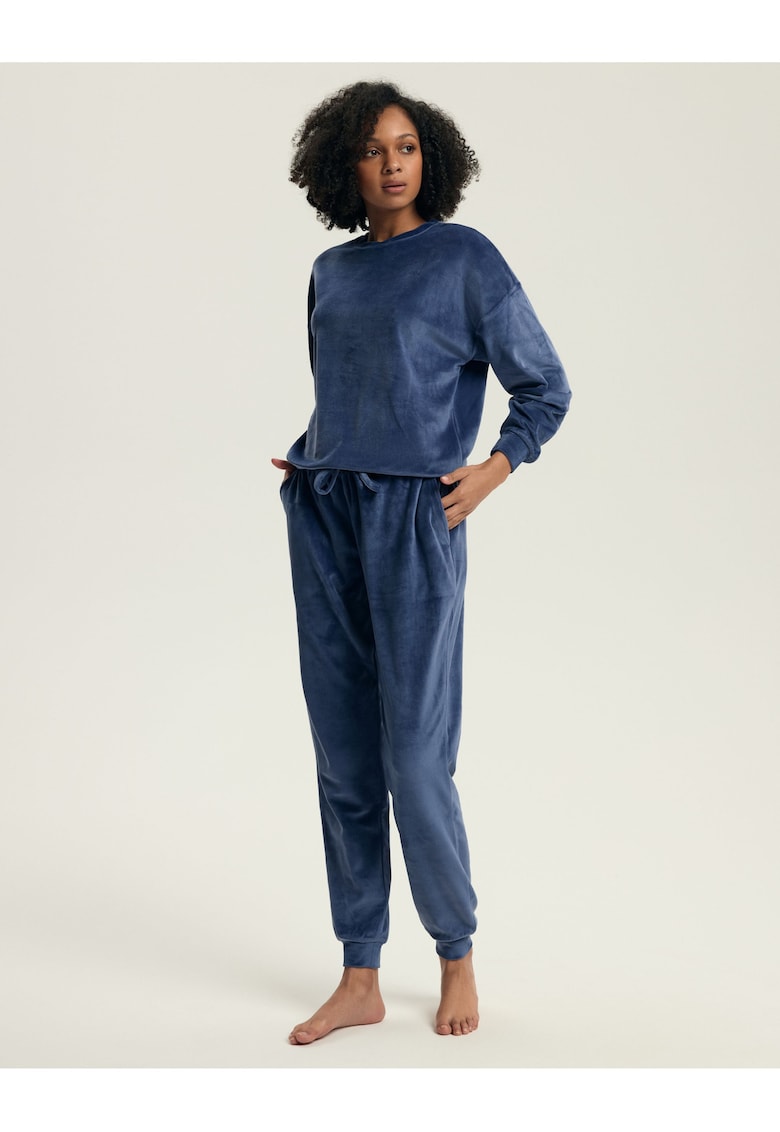 Set imbracaminte de casa femei Delanie - elegant - confortabil - albastru - poliester