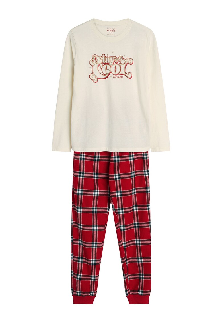 Pijama pentru dama - Dalisa bumbac - alb/rosu