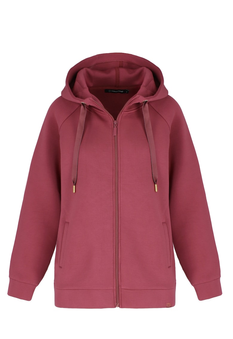 Hanorac dama cu fermoar cu gluga - B-Cambel - roz