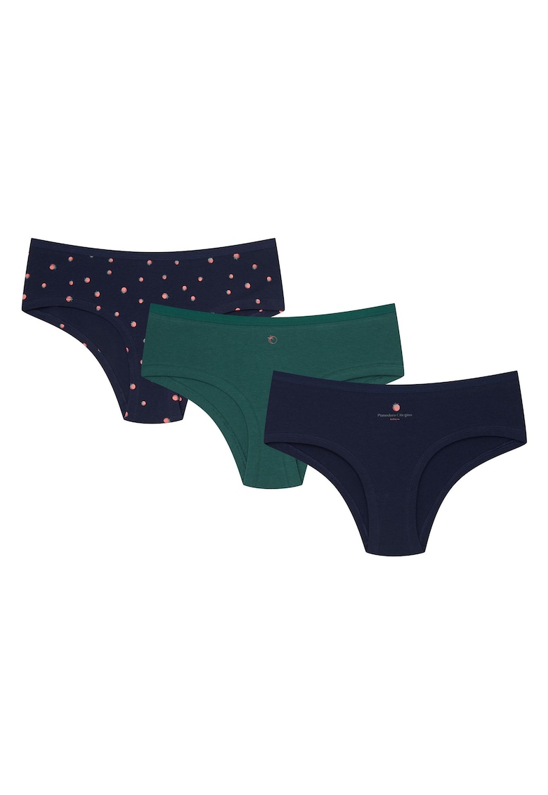 Chiloti dama albastru - verde set de 3 perechi Pa-Pa L - Verde/Negru