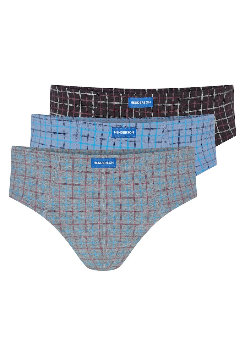 Set slipi barbati  3 perechi - albastru - gri - bumbac - croiala regular fit