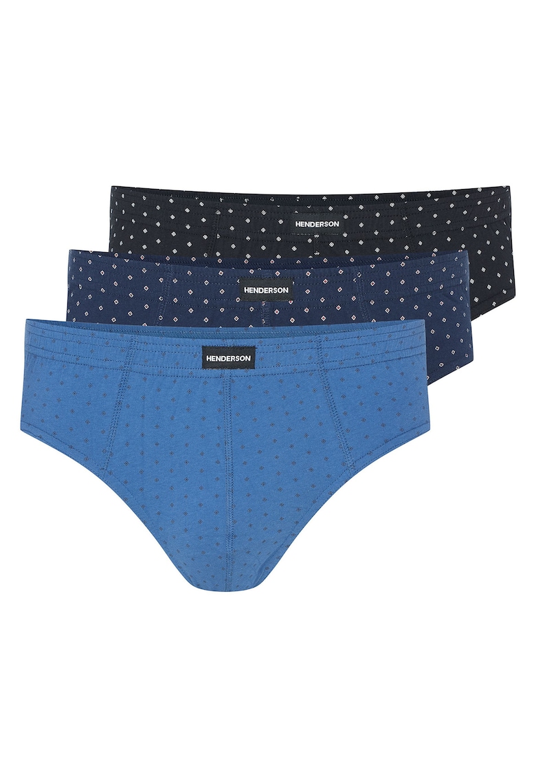 Slipi barbati  set 3 perechi - albastru - gri - bumbac - croiala regular fit