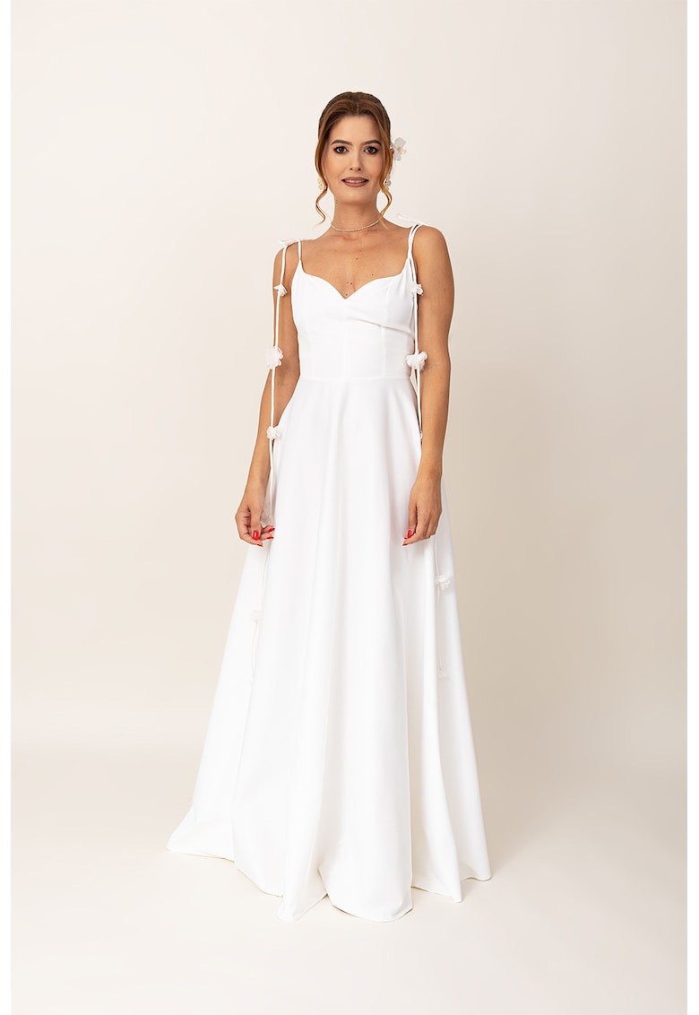 Rochie maxi evazata cu detalii florale