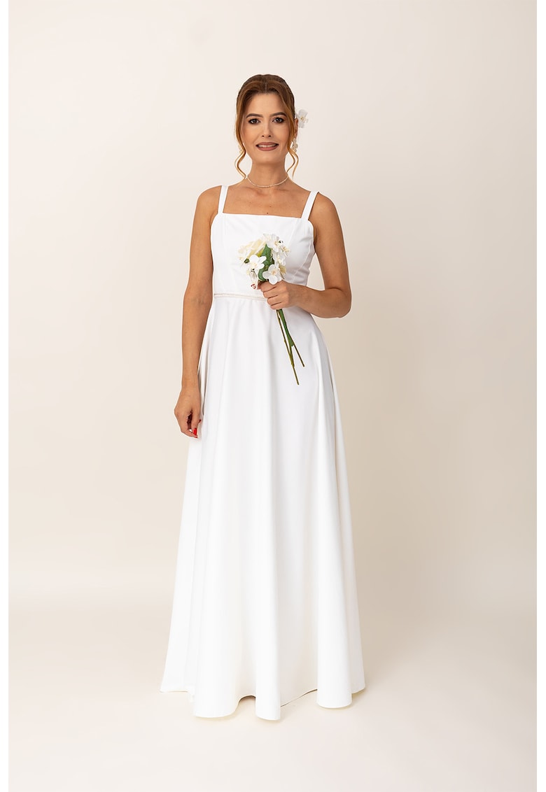 Rochie maxi evazata cu decolteu patrat