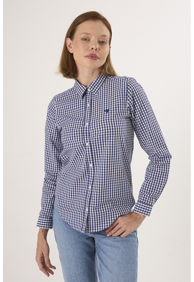 Camasa regular-fit cu model in carouri - Alb/Albastru indigo