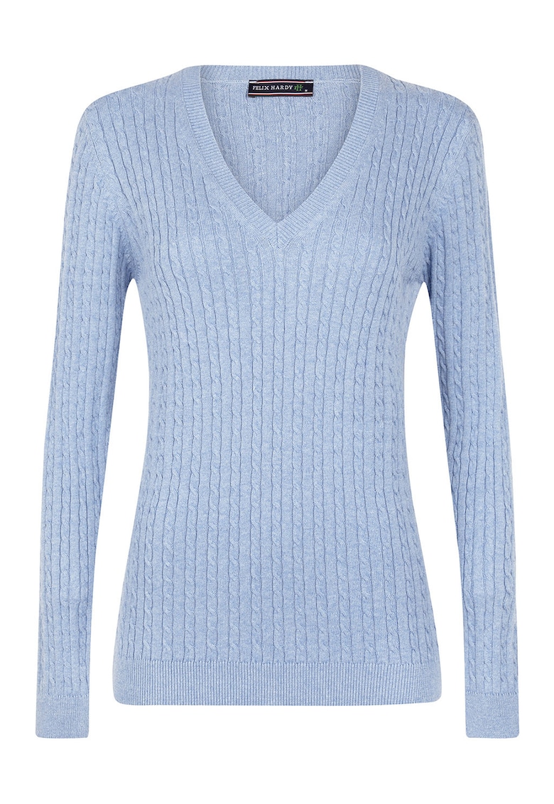 Pulover tricotat cu decolteu in V