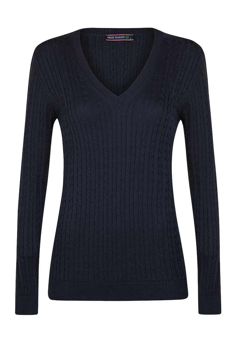 Pulover tricotat cu decolteu in V