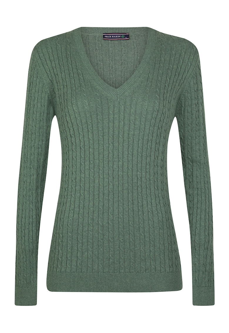 Pulover tricotat cu decolteu in V