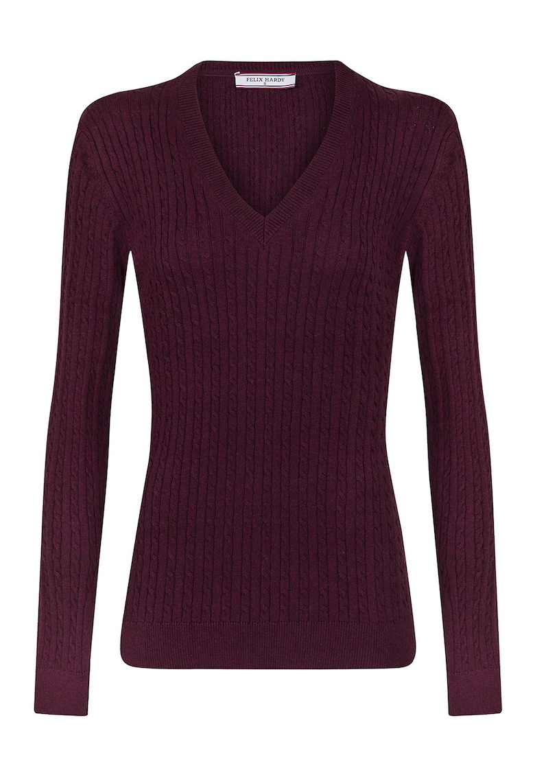 Pulover tricotat cu decolteu in V