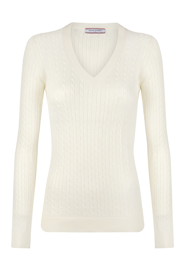 Pulover tricotat cu decolteu in V