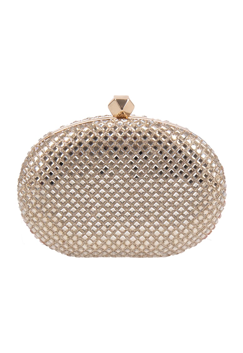 Geanta plic decorata cu strasuri - Auriu