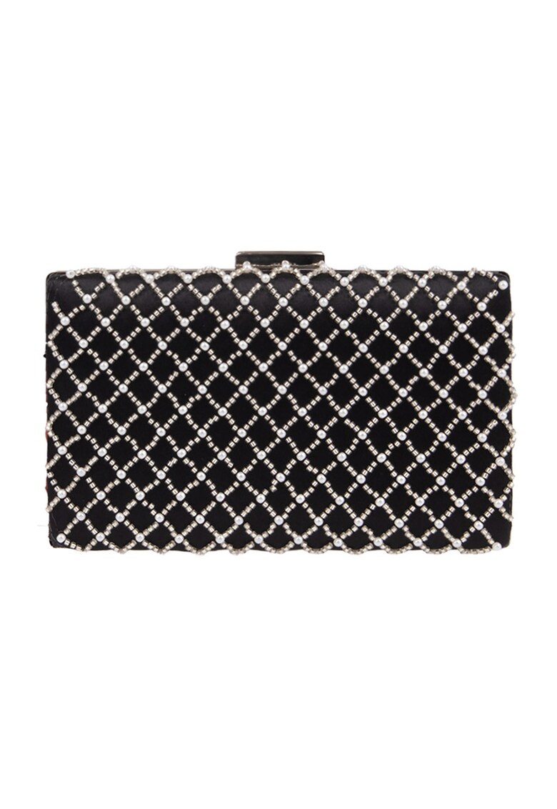 Geanta miniaudiere cu margele - Negru