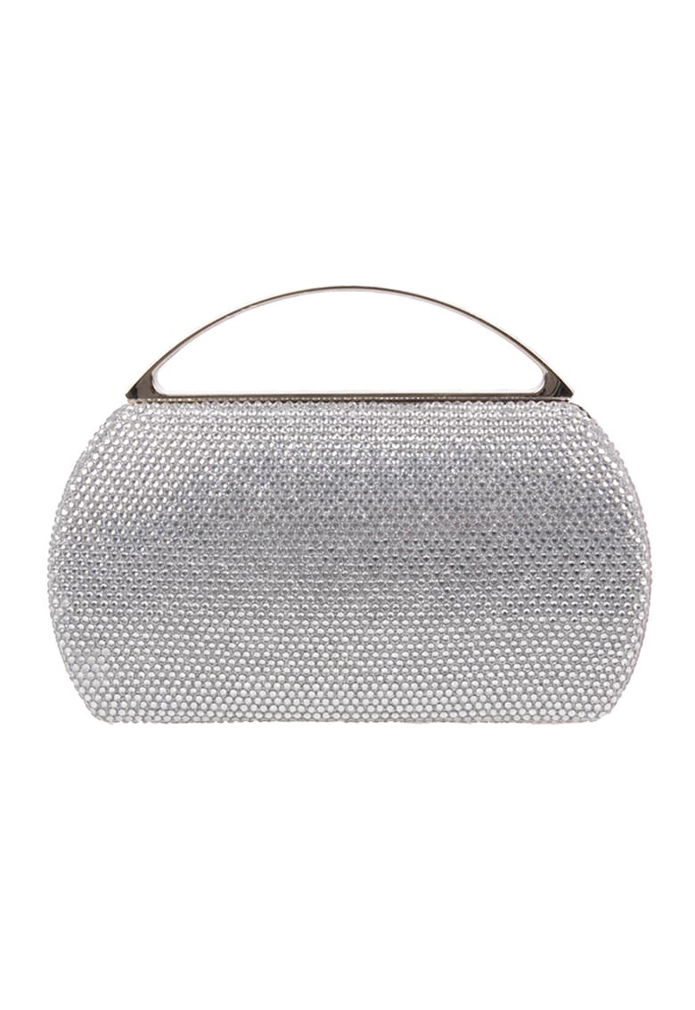 Geanta miniaudiere cu strasuri si maner metalic