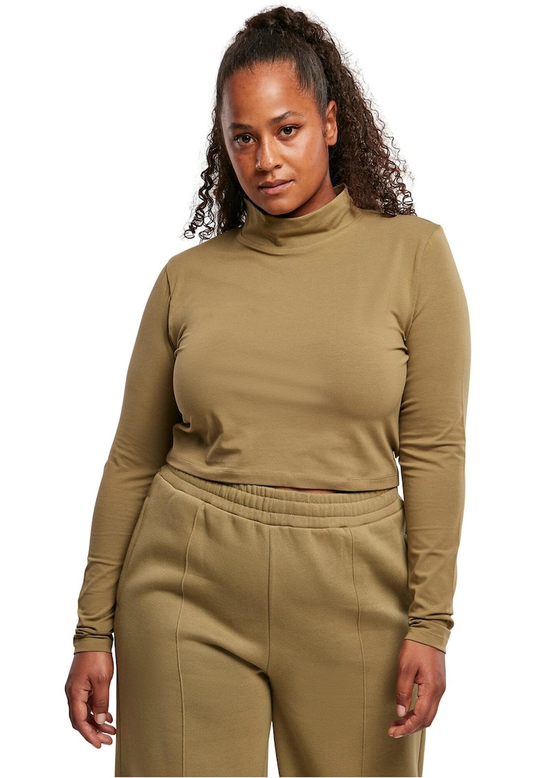 Bluza din amestec de bumbac cu guler inalt