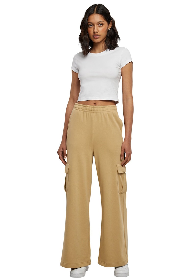 Pantaloni cargo ampli cu talie elastica