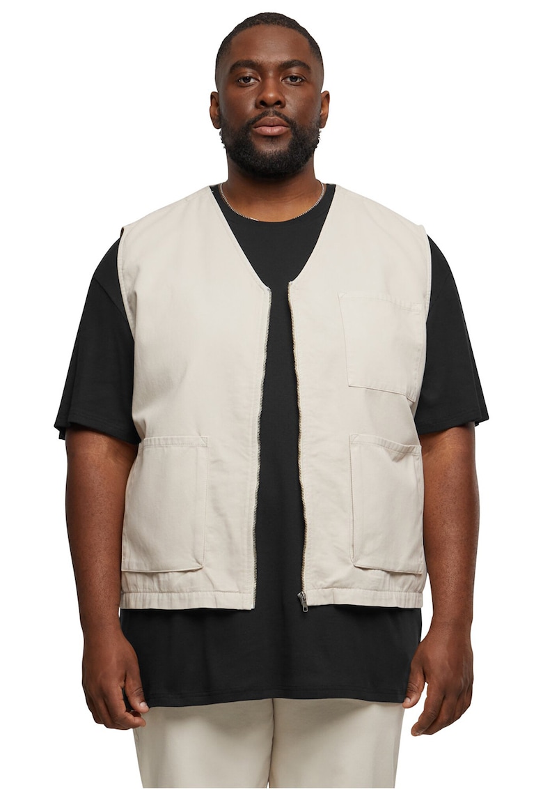 Vesta de bumbac cu buzunare aplicate