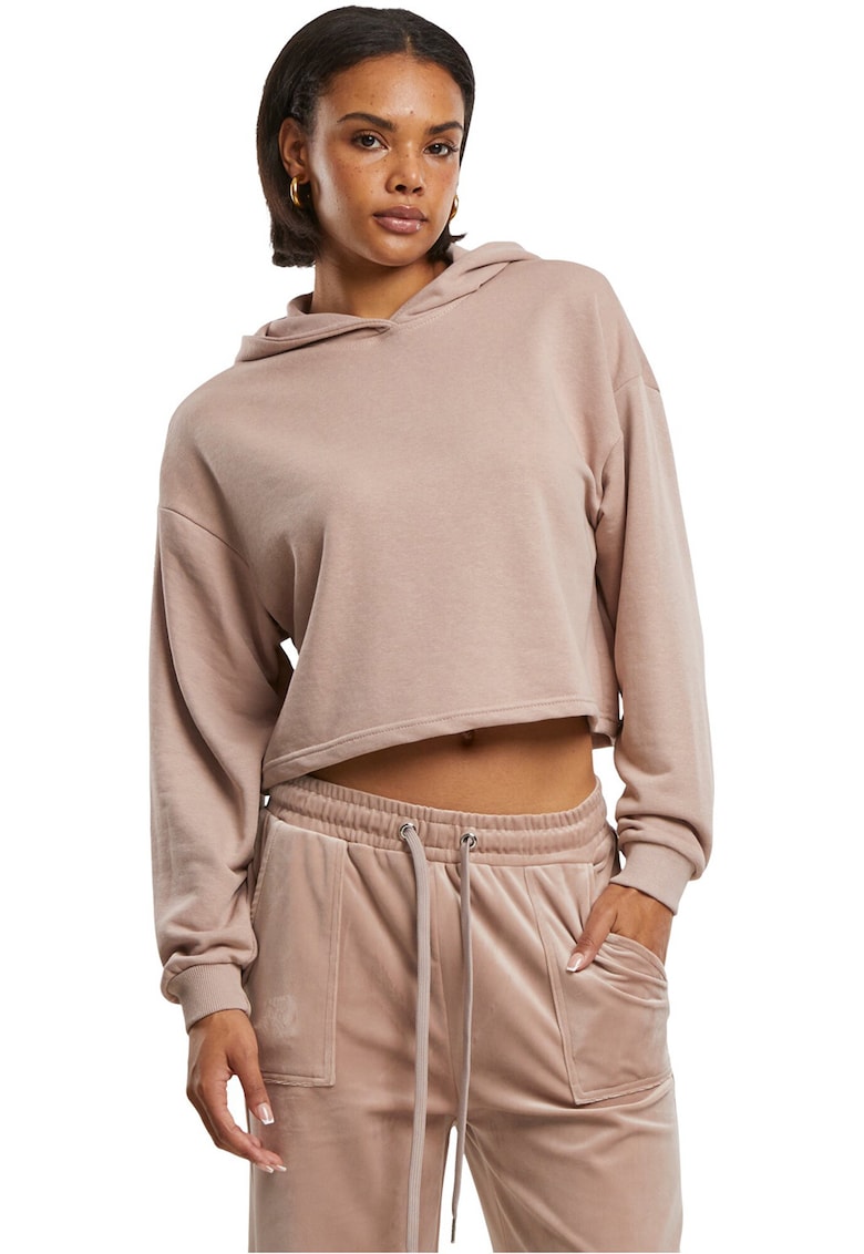 Hanorac crop cu maneci cazute - Roz prafuit