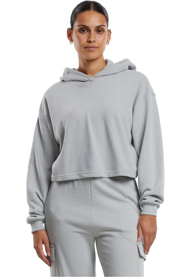 Hanorac crop cu maneci cazute - Gri deschis